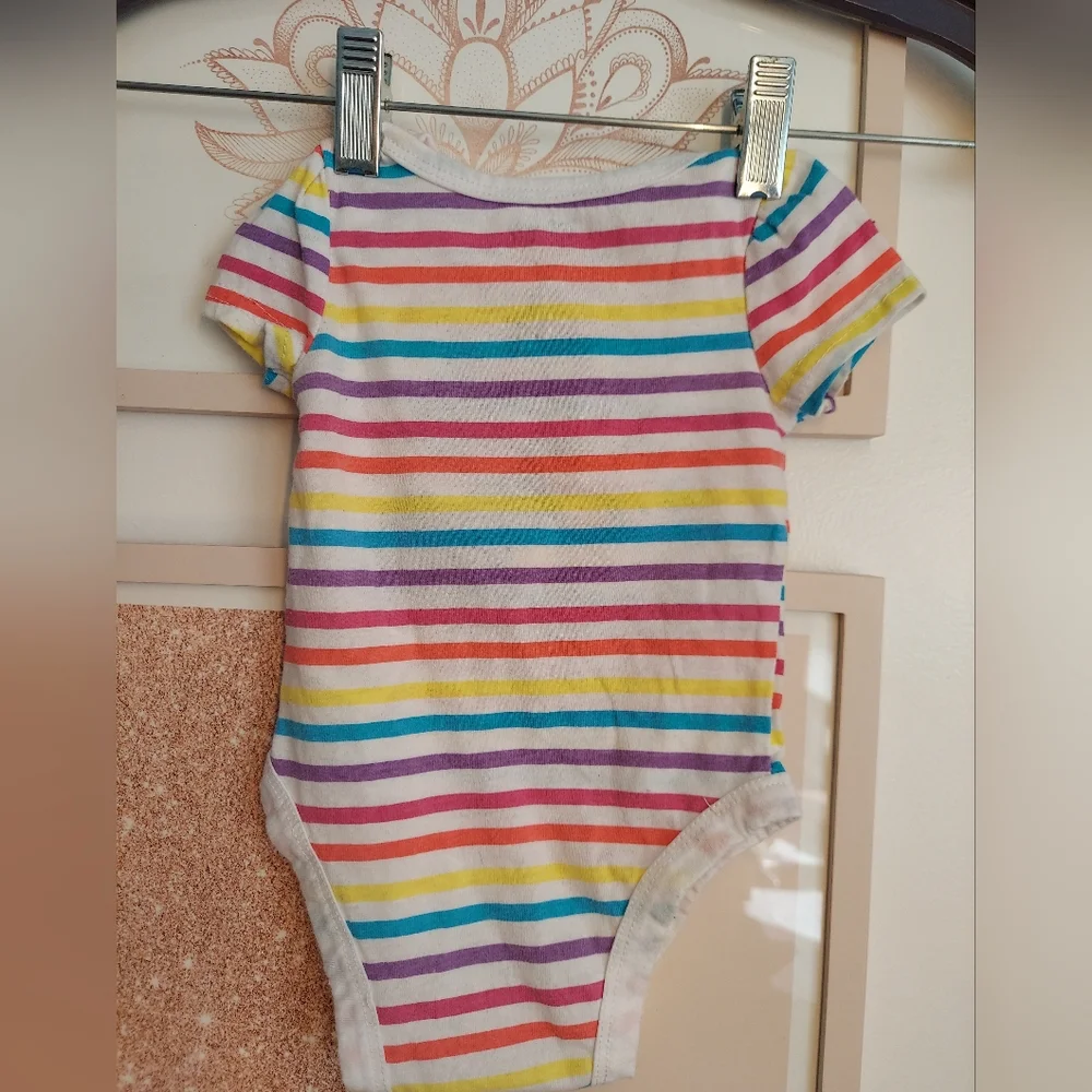 🎁 10/$25 SALE - Minnie Mouse onesie, 3-6 months,  rainbow stripes